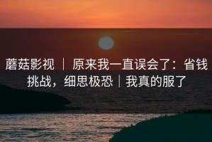 蘑菇影视 ｜ 原来我一直误会了：省钱挑战，细思极恐｜我真的服了