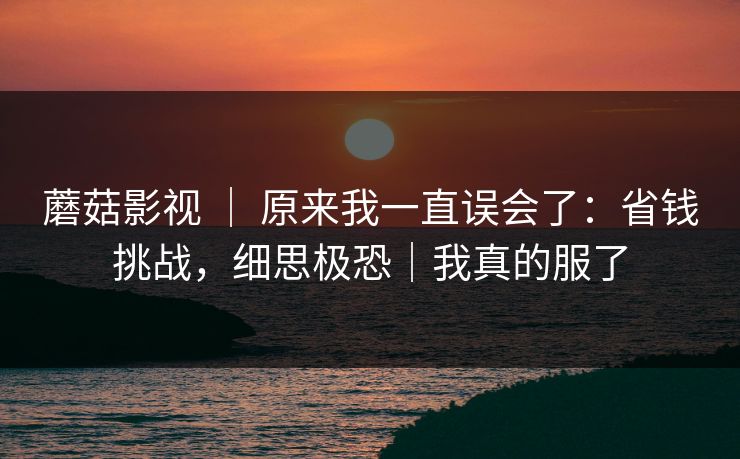 蘑菇影视 ｜ 原来我一直误会了：省钱挑战，细思极恐｜我真的服了