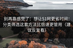 别再靠感觉了：想让51网更省时间：分类筛选这套方法比倍速更管用（建议反复看）