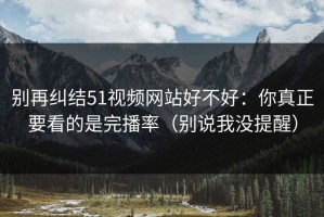 别再纠结51视频网站好不好：你真正要看的是完播率（别说我没提醒）