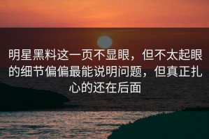 明星黑料这一页不显眼，但不太起眼的细节偏偏最能说明问题，但真正扎心的还在后面
