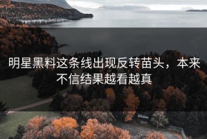 明星黑料这条线出现反转苗头，本来不信结果越看越真