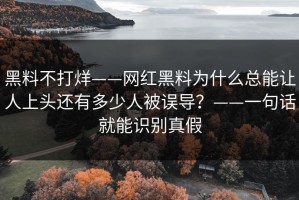 黑料不打烊——网红黑料为什么总能让人上头还有多少人被误导？——一句话就能识别真假