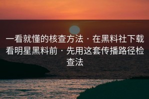 一看就懂的核查方法 · 在黑料社下载看明星黑料前 · 先用这套传播路径检查法