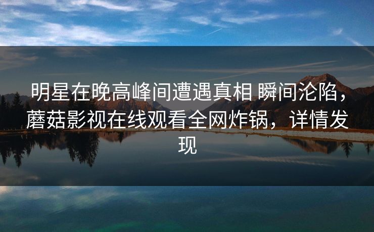 明星在晚高峰间遭遇真相 瞬间沦陷，蘑菇影视在线观看全网炸锅，详情发现
