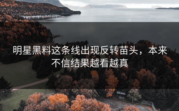 明星黑料这条线出现反转苗头，本来不信结果越看越真