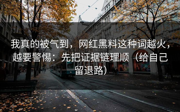 我真的被气到，网红黑料这种词越火，越要警惕：先把证据链理顺（给自己留退路）