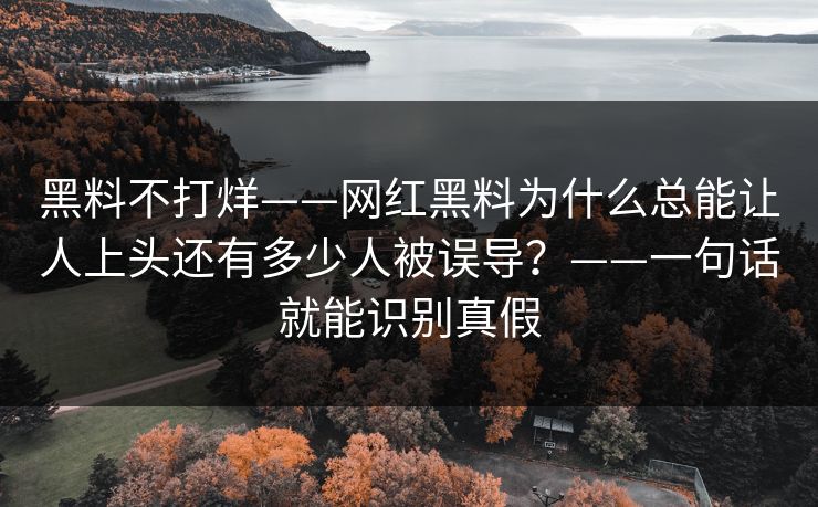 黑料不打烊——网红黑料为什么总能让人上头还有多少人被误导？——一句话就能识别真假
